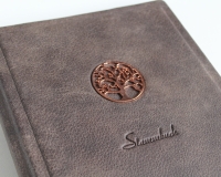 Stammbuch "ROSEGOLDENE LEBENSBAUM" aus braunem Büffelleder DIN A5